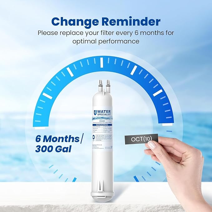 Waterspecialist WS608 Water Filter, Replacement for Whirlpool® EDR3RXD1, 4396841, Everydrop® Filter 3, 4396710, Kenmore® 46-9083, 46-9030, Refrigerator Water Filter, 3 Filters