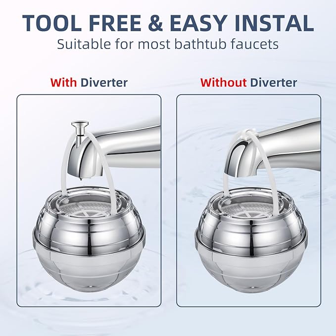 Bath Water Filter, Bathtub Water Filter, Bath Filter for Tub，Bath WaterFilter for Tub Faucet - BPA Free - Grey