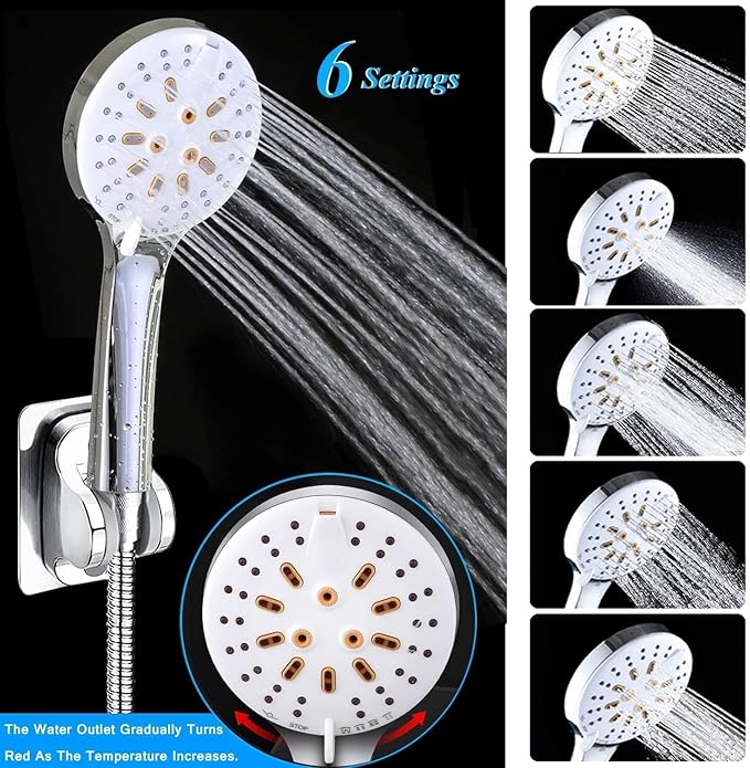 Shower Head, 10" High Pressure Rain shower head with Handheld Spray Combo, 6 Settings Handheld with 78" Anti-leak Hose, 11" Adjustable Extension Arm, Ultra Thin Water Saving, Chrome, AWAXFOLO