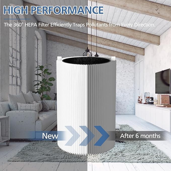 Blue Pure 411 Replacement Filters Compatible with Blueair Blue Pure 411 Genuine, 411+, 411 Auto and MINI Air Purifier, Include 2 Particle and 2 Activated Carbon