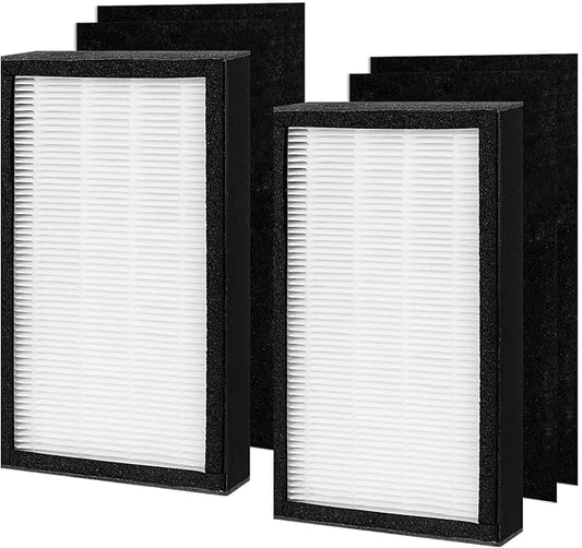 FLT4100 Replacement Filter E Compatible with GermGuardian AC4100, AC4100CA, AC4150BL Series Air Purifier, 2 High Performance Standard Filters & 4 Carbon Filters