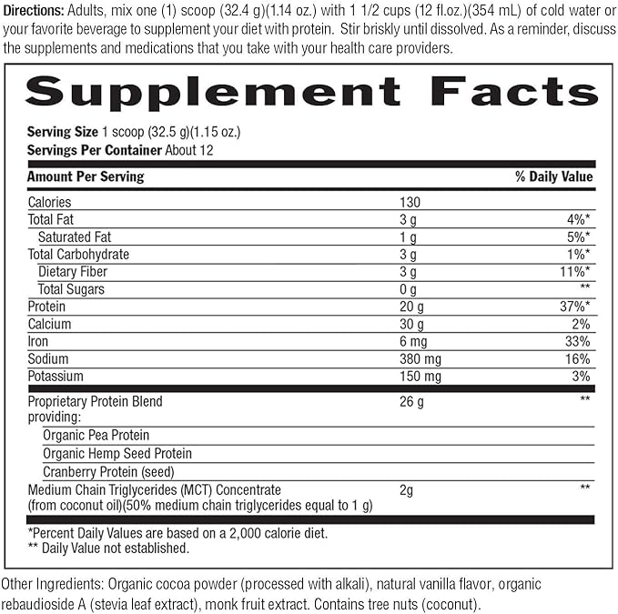 Biochem Vegan Protein Powder – 20g Plant-Based Protein with Pea, Hemp & Cranberry – Chocolate Flavor – Keto Friendly, Certified Vegan, Gluten Free, Kosher – 13.6 oz