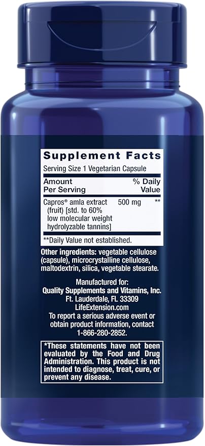 Life Extension Advanced Lipid Control, amla Extract, Indian Gooseberry, Heart Health, endothelial Health, Vegetarian, Gluten-Free, 60 Capsules