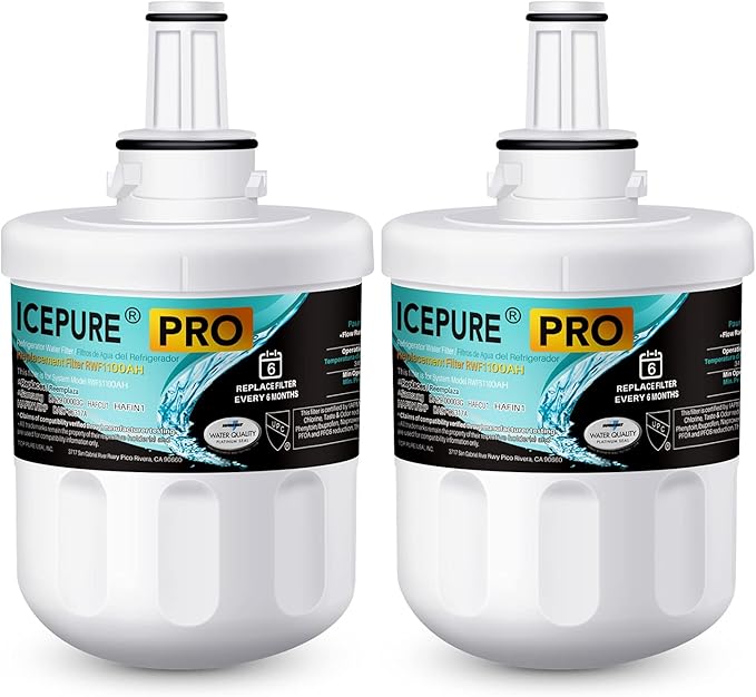 ICEPURE DA29-00003G Remove PFOA&PFOS, NSF/ANSI 401&473&53 Replacement for Samsung DA29-00003A, Aqua-Pure Plus DA29-00003B, HAFCU1, RSG257AARS RF267AERS, HDX-FMS-1 Refrigerator Water Filter, 2PACK