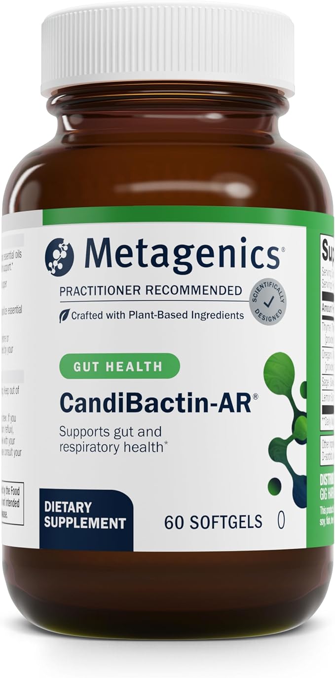 Metagenics CandiBactin-AR - Concentrated Aromatic Essential Oils for Candida Support* - Thyme Oil & Oregano Oil - Gut Health Supplements* - Intestinal Microbial Balance* - Gluten-Free - 60 Softgels