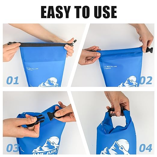 Gravity Water Filter Straw, 1.5 Gal Camping Water Filtration System with 1L Hiking Collapsible Water Bottles and Water Filter Straw for Travel, Backpacking, Emergency Preparedness, Blue