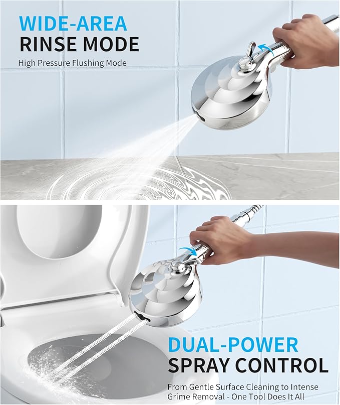 Filtered Shower Head with Handheld, 10 Spray Mode High Pressure Shower Head with Filters, Shower Filter Head for Hard Water, Powerful Spray for Cleaning, 2 Replaceable Filters Included, Chrome