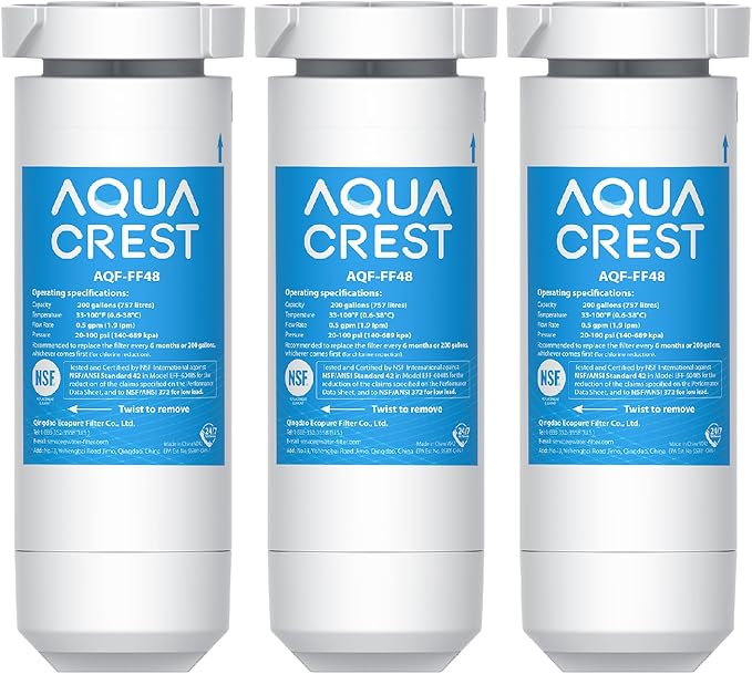AQUA CREST XWF Replacement for GE® XWF, NSF Certified Refrigerator Water Filter, 3 Filters (Not XWFE®)
