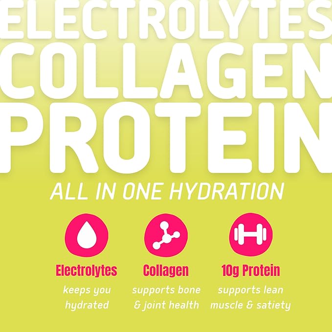 Electrolyte Powder Packets with 10g Protein & Collagen - Hydration Packets - Zero Sugar, NO Fillers, NO Carbs | Tropical Pineapple | 40 Calories | Keto & Paleo | Pack of 15