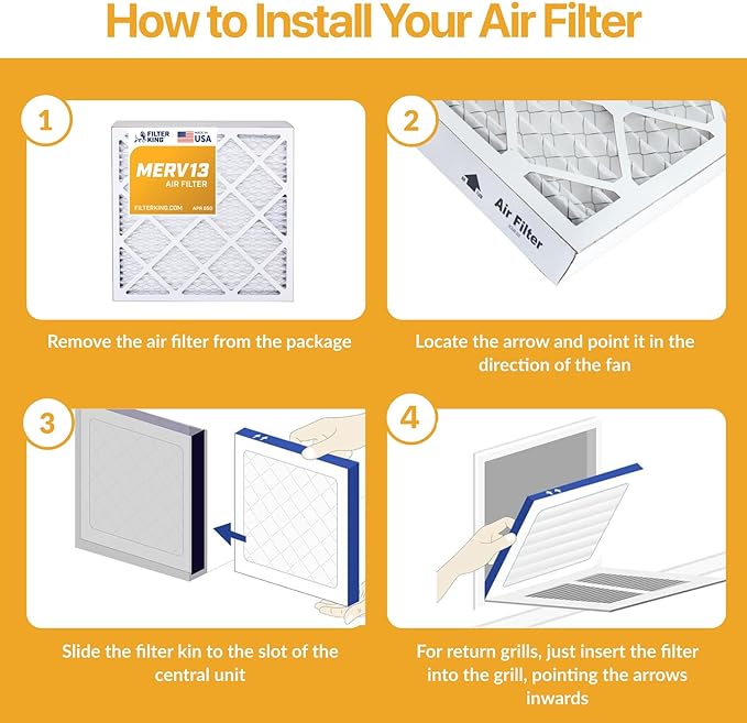 Filter King 19.5x21x1 Air Filter | 12-PACK | MERV 13 HVAC Pleated A/C Furnace Filters | MADE IN USA | Actual Size: 19.5 x 21 x .75"