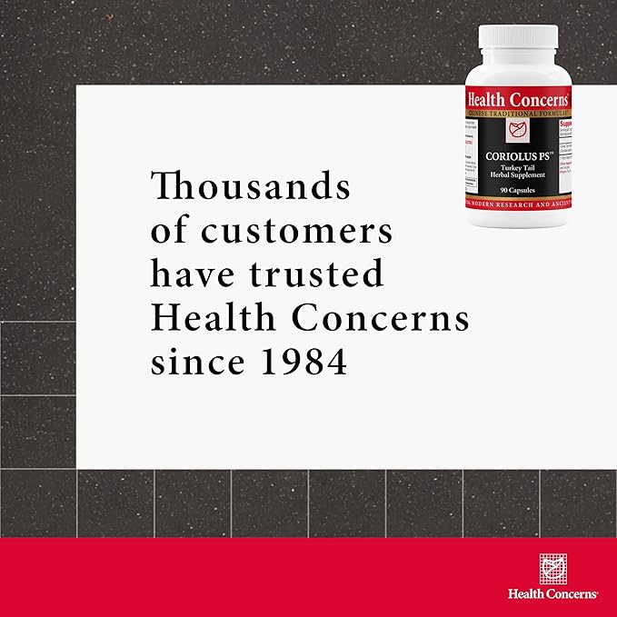Health Concerns Coriolus PS – Turkey Tail Mushroom Supplement for Immune Support & Gut Health – Microbiome Balance – Cooling Chinese Herb – 1500mg Turkey Tail Per Serving – 90 Capsules