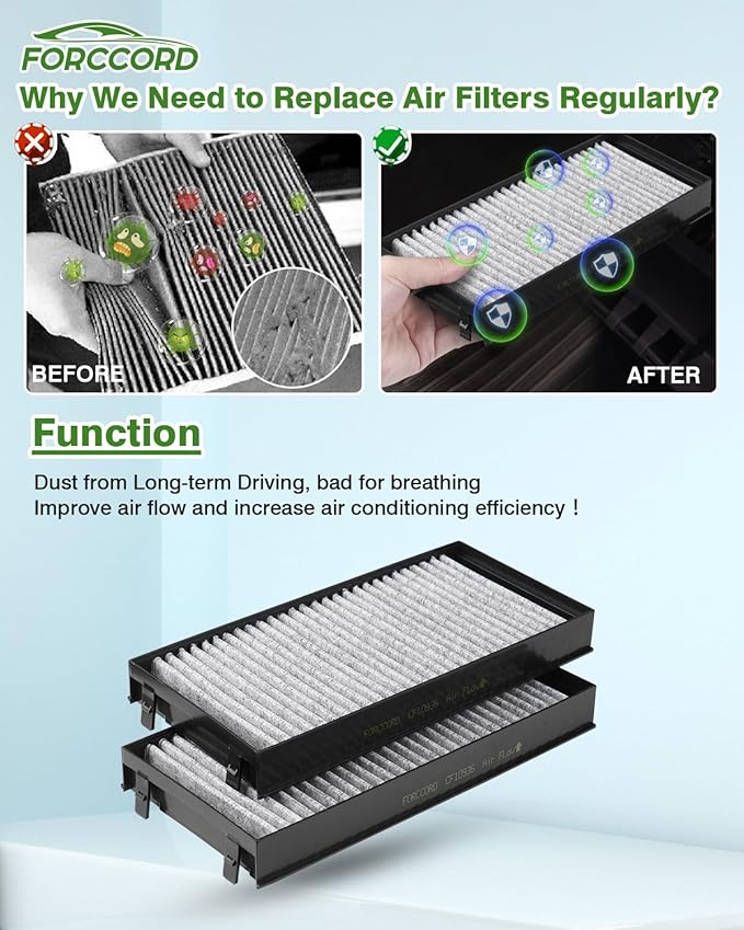 2-Pack Cabin Air Filter Fits for 2007-2019 BMW X5, 2008-2019 BMW X6 Activated Carbon Cabin Filter Replacement CF10936, CUK 2941-2, 64316945586 Car Accessories