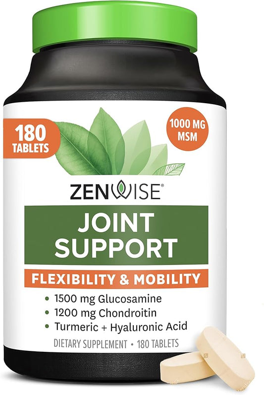 Zenwise Health Joint Support Supplement with Glucosamine Chondroitin MSM, Curcumin & Sulfate - Joint Health for Women & Men - Mobility & Flexibility Support for Knee, Cartilage & Bone - 180 Count