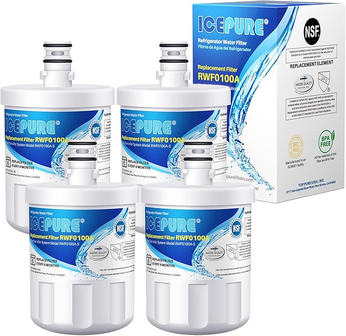 ICEPURE 5231JA2002A Refrigerator Water Filter,Compatible with LG LT500P, GEN11042FR-08, ADQ72910901, ADQ72910907, LFX25974ST, LFX25973S, Kenmore 9890, 469890 4PACK