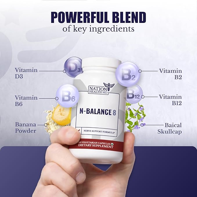 N-Balance8 - Nerve Support Formula - Nerve Support Supplement with Alpha Lipoic Acid, Benfotiamine and ALA - Nerve Health Supplements for Men & Women, 60 Capsules