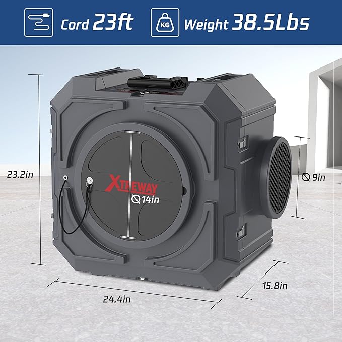 Hepa Air Scrubber Commercial Air Purifier with 3-Stage Filtration Negative Air Machine Industrial Air Purifier for Heavy Duty, 550CFM