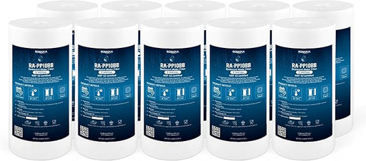 Ronaqua 10" x 4.5" Big Sediment Replacement Water Filter Cartridge, 5 Micron, NSF Certified, for Whole House, Compatible with RFC-BBSA, W15-PR, WFHD13001B, GXWH35F, HF45-10BLBK10PR and AP817, 10 Pack