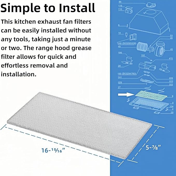 3 Pack S99010370 Range Hood Filter Replacement for Broan PM250, PM390, B08087922, AP5950107, SB08087661, 99010370, 2002603, Aluminum Grease Filter