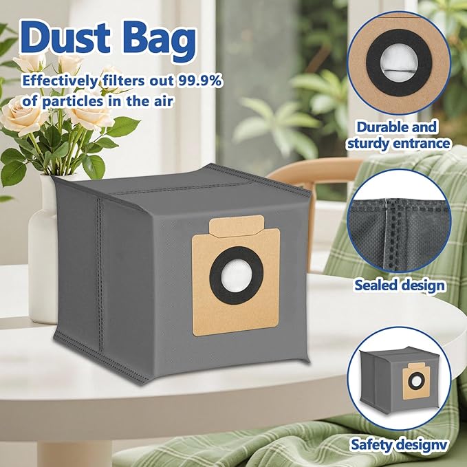 21 Pack X10 Pro Omni Replacement Accessories Kit for Eufy X10 Pro Omni Robot Vacuum, 1 Main Roller Brush, 2 Hepa Filters, 4 Mop Cloth Pads, 6 Side Brushes, 6 Dust Bags, 1 Screwdriver 1 Clean Tool