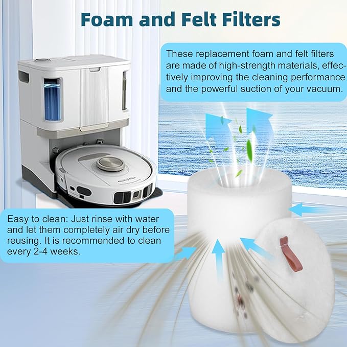 Accessories Kit Replacement Part for Shark Power Detect/Detect Pro AV2800ZE AV2810YS AV/RV2820ZE/YE Robot Vacuum,Main Brush,Primary Filters,Foam Filters,Pre/(Post)-Motor Filters,Side Brush (18 Pack)