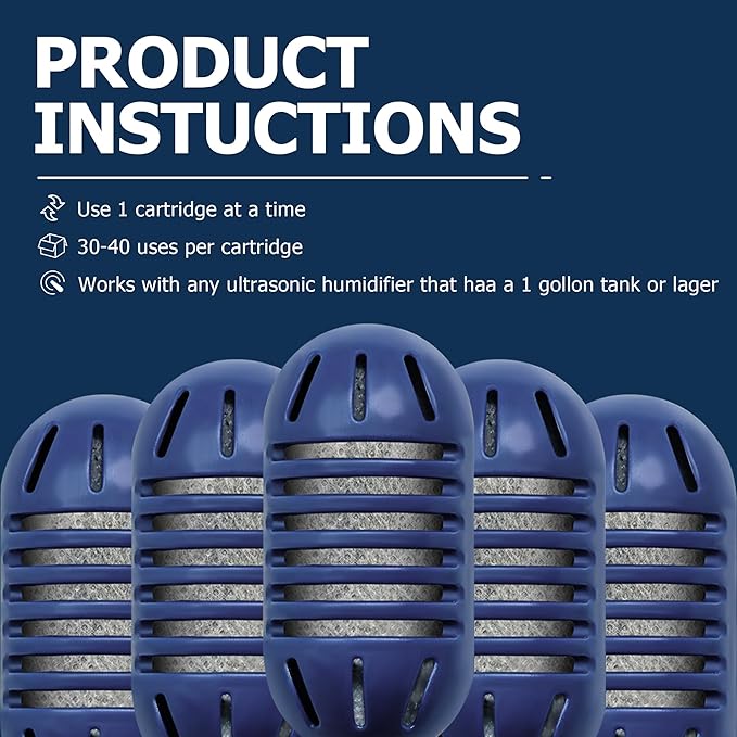 Funmit Demineralization Cartridge Compatible with HoMedics Ultrasonic Humidifiers, Prevents Hard Water Build-Up, Filters Mineral Deposits, Purifies Water, Compared to UHE-HDC4, 10 Pack