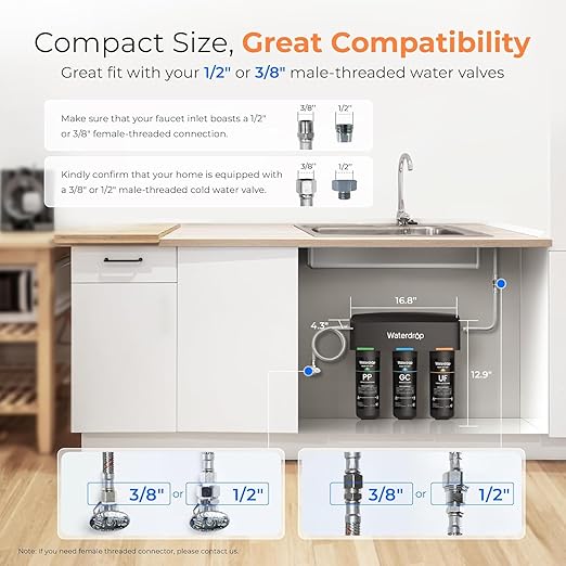 Waterdrop WD-TSA-UF 0.01 μm Ultra Filtration Under Sink Water Filter, Under Sink Water Filtration System 9 Stage Filtration, Reduces Chlorine, Taste and Odor, Fluoride, Advanced USA Tech