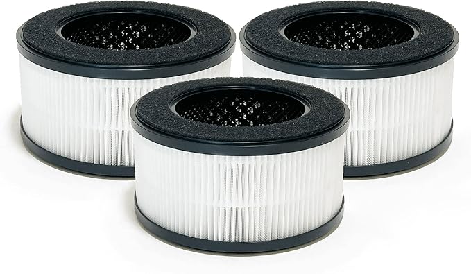 Nispira BS-01 3-In-1 True HEPA Filter Replacement Compatible with Slevoo Air Purifier BS-01 | Removes Smoke, Chemical VOCs, Odor | 3 Packs
