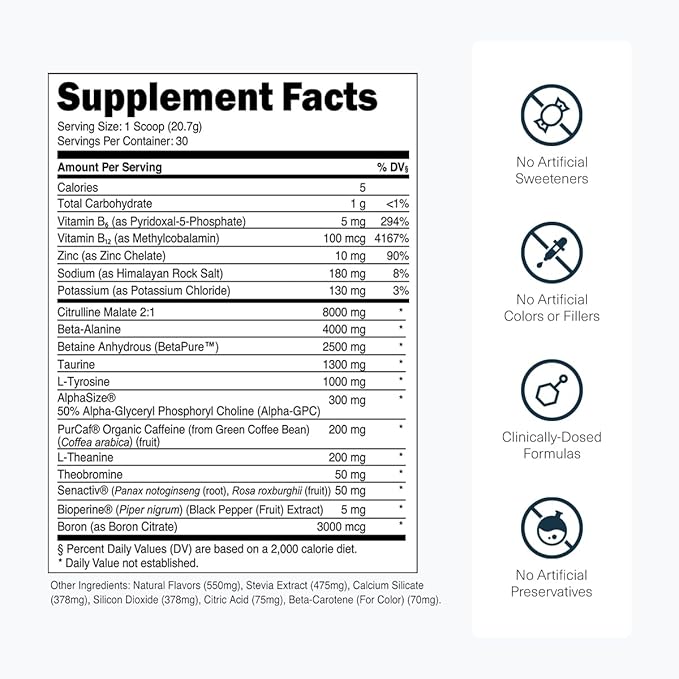 Transparent Labs Bulk Pre Workout Powder - Naturally Sweetened Advanced Pre-Workout Formula for Muscle Building and Strength - 30 Servings, Peach Mango