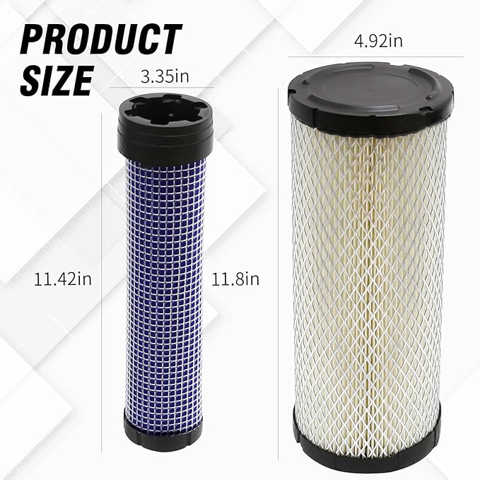 2 Pack P822769 Air Filters, Replacement for Kubota L48 R420 R520 U45S M4700 M4800 M4900 M5400 M5700 U45ST U55-4 MX4700 MX5000, Replaces P822769 RE68048 RE68049