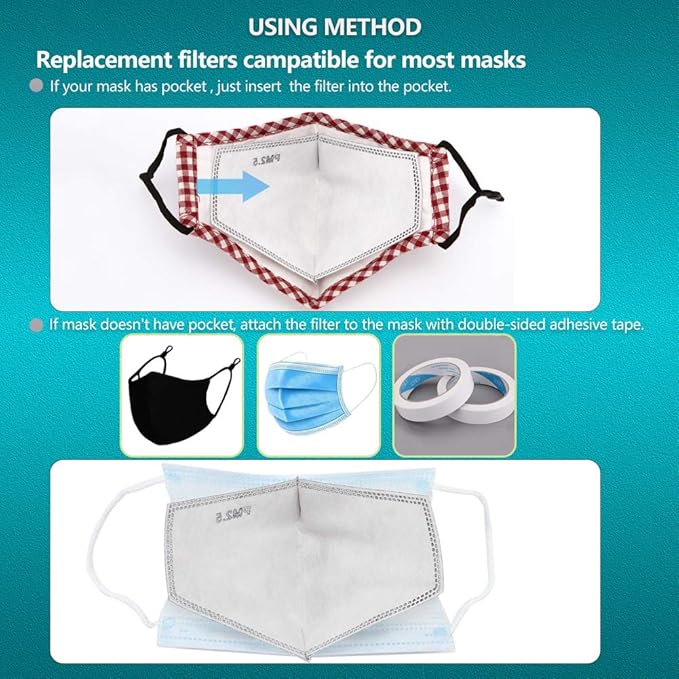 24 PCS New 3D Cutting PM 2.5 Activated Carbon Filter, 5 Layers 3D Pm2.5 Filter Insert Dustproof Air Pollution Replaceable Protective Filter Large Size