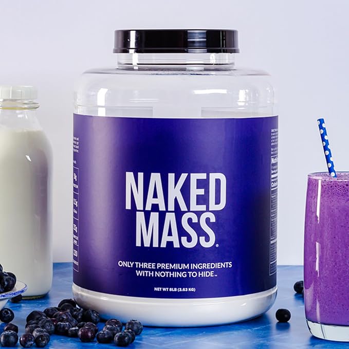 NAKED Chocolate Mass Gainer - All Natural Weight Gainer Protein Powder - 12LB Bulk, GMO Free, Gluten Free & Soy Free. No Artificial Ingredients - 1,360 Calories
