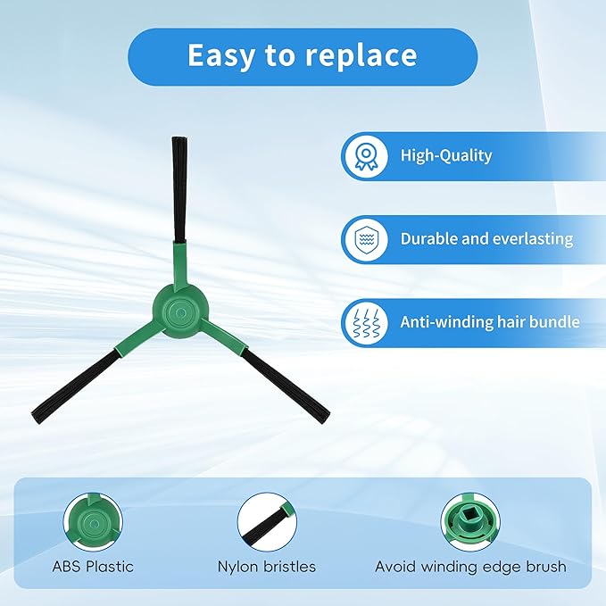 Roller Brush ＆ Side Brushes ＆ Filters & Mopping Pads Replacement Parts Compatible with iRobot Roomba Essential 100 Series 104 105 Vac/Combo Y0110 Y0140 Q011 Q0120 Q0520 Robot Vacuum Accessories