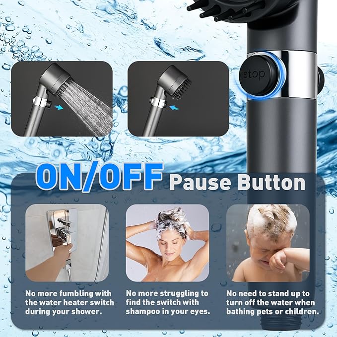 Filtered Handheld Shower Head-High Pressure with 4 Spray Modes,Hard Water Filter for Softer Skin & Hair,ON/OFF Pause Switch, With 79" Stainless Steel Hose,Bracket,4 cartridges, Bath Loofah