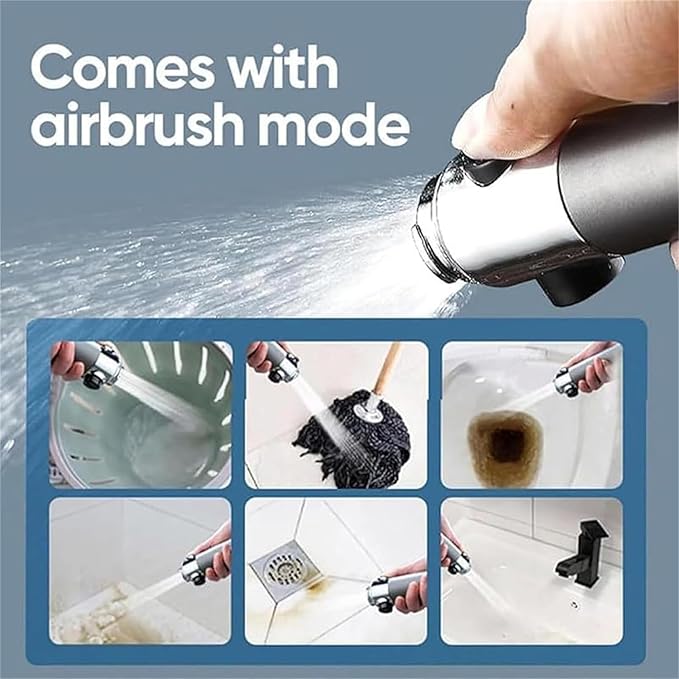 Ion Shower Drops Head Filtered Showerhead With Five Filters,Filtered Shower Head With Handheld,High Pressure Turbo Showerhead,Reusable,Adjustable Settings With Hose (Gray)