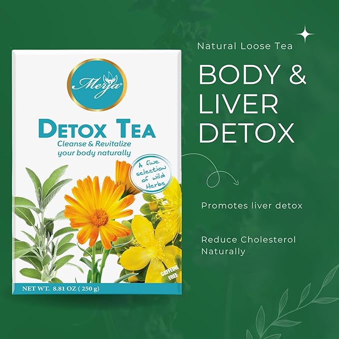 Merja Herbs Detox Tea [250g] Liver Cleanse & Body Detox | Caffeine Free Tea for Adults, Premium Quality Leaves