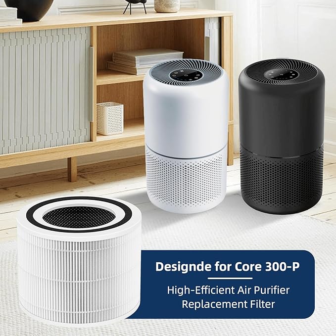 Core 300 Replacement Filter for LEVOIT Core 300 Core300-P Core 300S VortexAir Air Purifier, 3-in-1 H13 True HEPA Activated Carbon,2 Pack,White,Core 300-RF