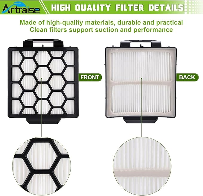 Artraise Filter Replacement for Shark NV255 NV251 NV151 ZU62 ZU60 ZU51 Navigator Zero-M Self-Cleaning Brushroll Pet Pro Vacuum, Part #1238FT60 & 1239FT60, 2 HEPA Filters 6 Foam 6 Felt Kit (Black)