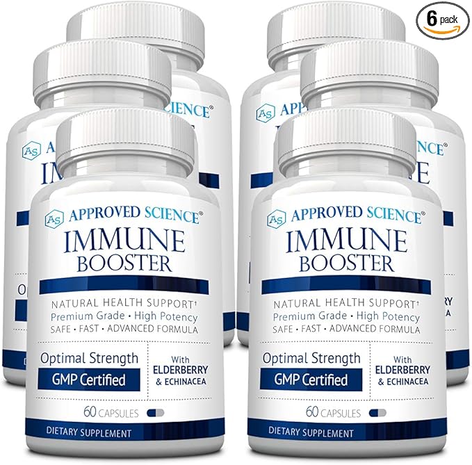 Approved Science® Immune Booster - Extra Strength Support - Elderberry Extract, Echinacea, Vitamin D3 and C, Zinc - All Natural - 360 Capsules - 6 Month Supply
