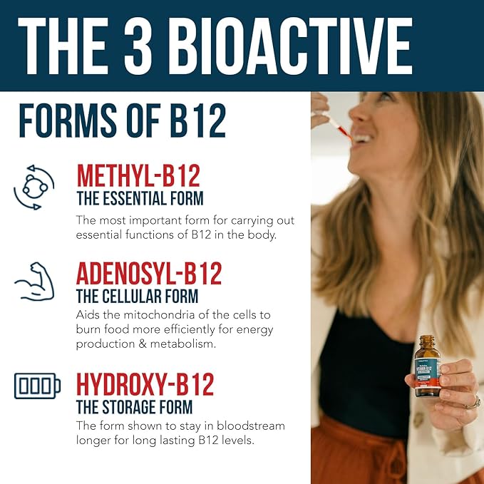 BioActive Vitamin B12 5000 mcg | Contains 3 BioActive Forms B12 Plus Methylfolate Cofactor - Methyl B12, Adenosyl B12 & Hydroxy B12 | Sublingual Form, Cherry Flavor, Organic, Vegan (60 Servings)