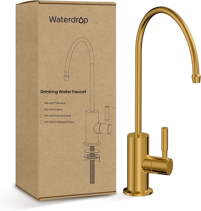 Waterdrop Reverse Osmosis Drinking Water Faucet Stainless Steel, Lead-Free，Gold