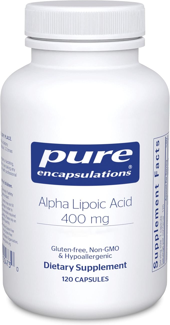 Pure Encapsulations Alpha Lipoic Acid 400 mg | ALA Supplement for Liver Support, Antioxidants, Nerve and Cardiovascular Health, Free Radicals, and Carbohydrate Support* | 120 Capsules