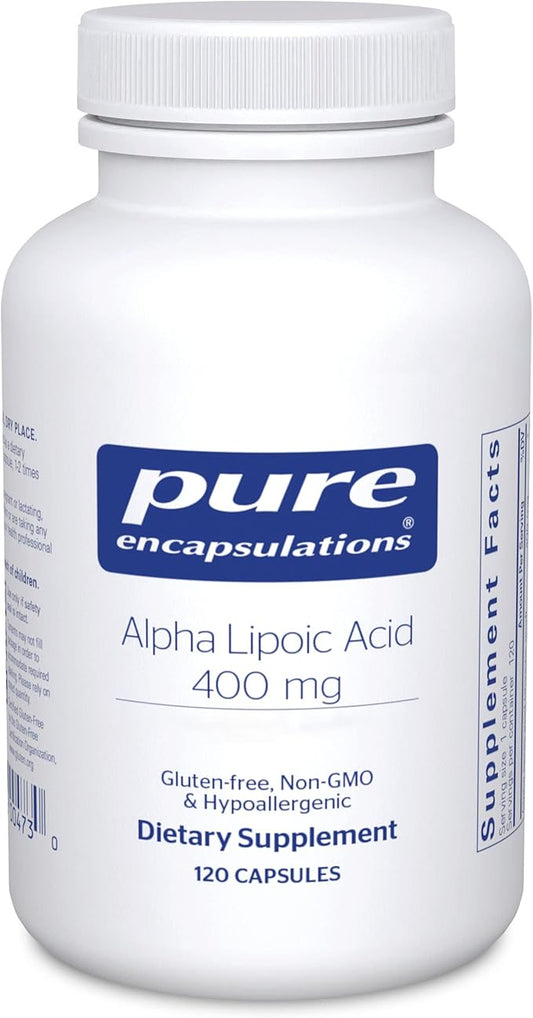 Pure Encapsulations Alpha Lipoic Acid 400 mg | ALA Supplement for Liver Support, Antioxidants, Nerve and Cardiovascular Health, Free Radicals, and Carbohydrate Support* | 120 Capsules