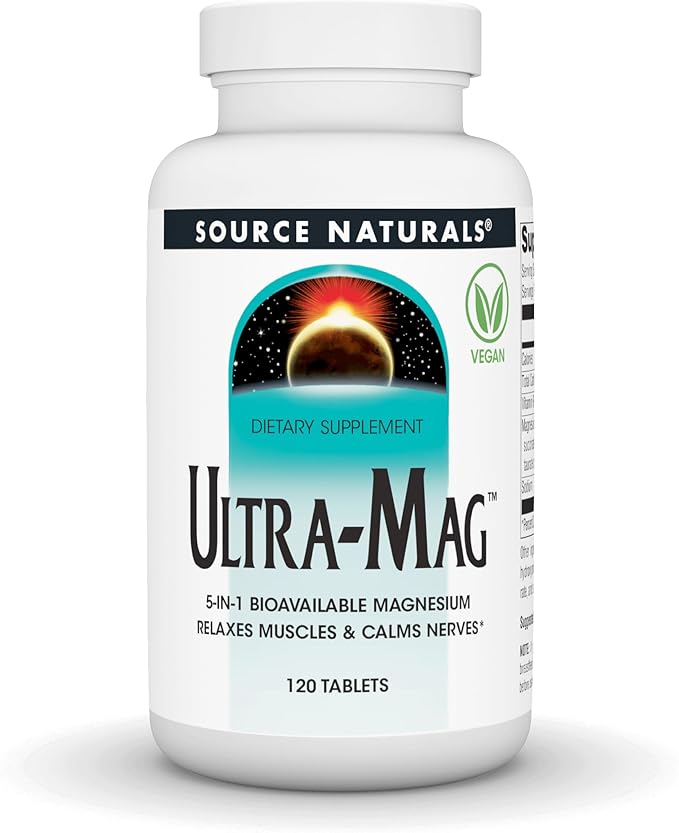 Source Naturals Ultra-Mag, 5-in-1 Bioavailable Magnesium - Relaxes Muscles & Calms Nerves* - 120 Vegan Tablets