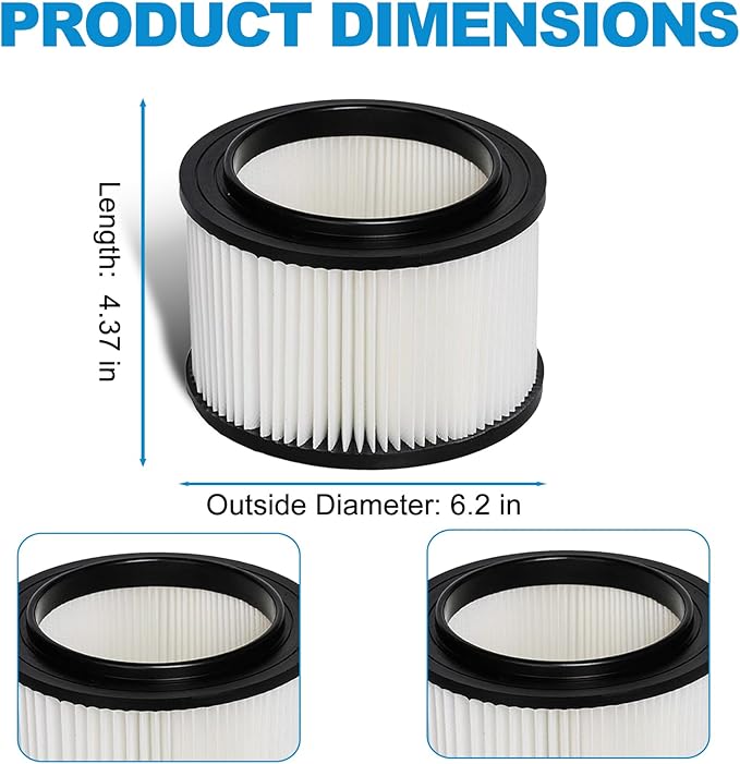2 Pack 17810 Filter Replacement for Craftsman Shop Vac Filter 9-17810 for 3 to 4 Gallon General Purpose Vacuums