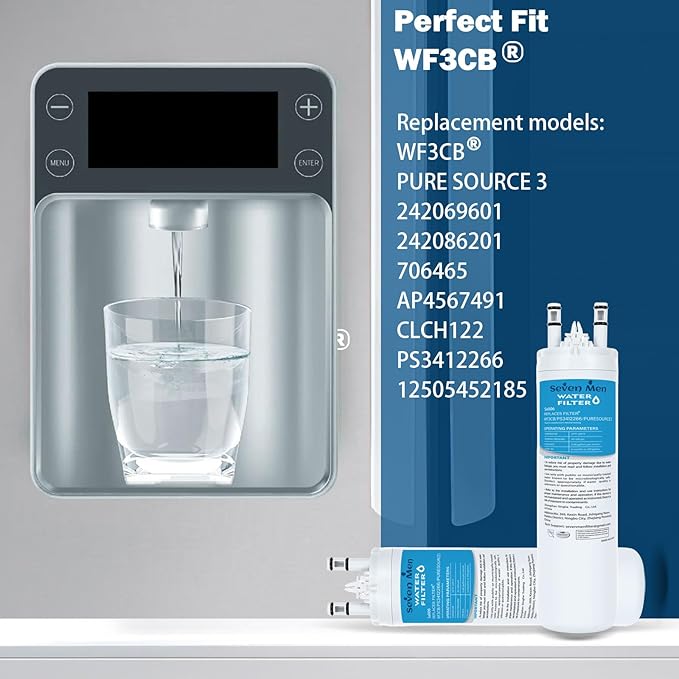 WF3CB Water Filter Replacement, Compatible with Frigidaire WF3CB, Pure Source 3, 706465, 242069601, 242086201, WF425 (3 Pack)