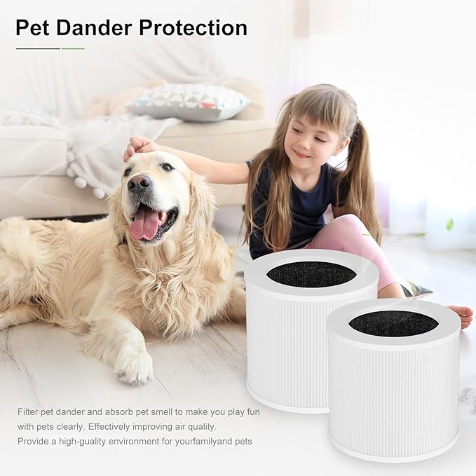 2 Pack Replacement Filte-r Compatible with VEWIOR Air Purifie-r HQSC-50 HQKJ-80 A1 A1W, AMEIFU AP01W, KOIOS HQKJ-50 Air Purifie-r, 3-in-1 H14 True HEPA Air Filte-r