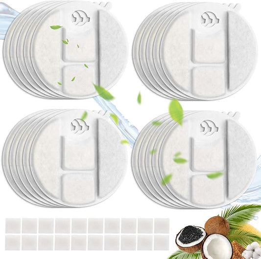 40 Packs for Petlibro Dog Fountain Filters Replacement, Compatible with PETLIBRO 2.1Gal/8L Capsule Dog Fountain Water Dispensers PLWF008 (20 Replacement Water Filter + 20 Pre-Filter Sponges)