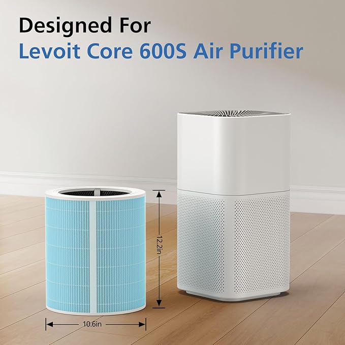 Core 600s Smoke Remover Replacement Filter Compatible with LEVOIT Core 600S Air Purifier, 4-in-1 HEPA and Activated Carbon 600s Filter, Core 600S-RF-SR, 1 Pack