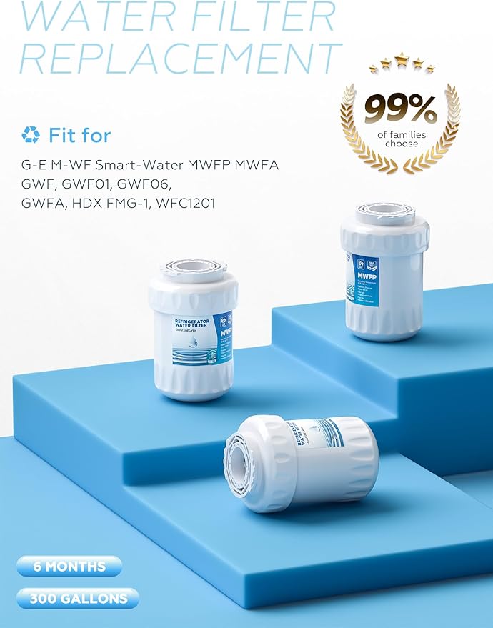 RWF0600A Water Filter, Fit for MWF GE Water Filter, GE MWF, SmartWater MWFP, MWFA, GWF, HDX FMG-1, WFC1201, RWF1060, 197D6321P006, Kenmore 9991, 2packs By AVXBYR