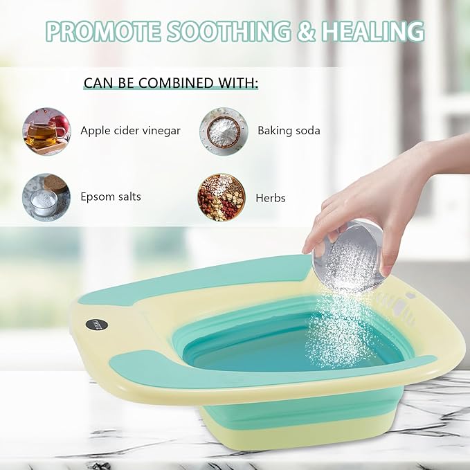 Sitz Bath, Sitz Bath for Toilet Seat, Sitz Bath for Hemorrhoids, Sitz Bath for Postpartum Care, Toilet Basin for Women Men Adults, Sits Bath Soak Salts Tub, Hip Bath Bowl, Portable, Green